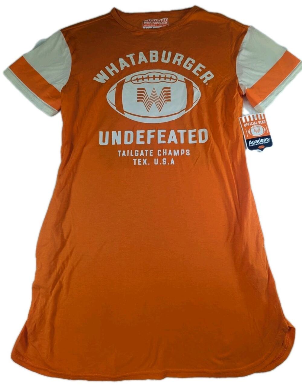 Whataburger T-Shirt Jersey Dress Womens Size XL With Pockets Orange/White